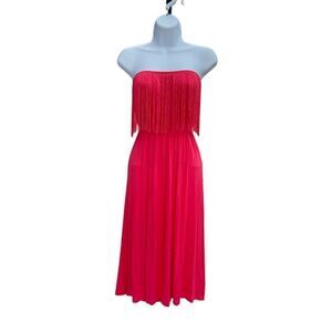 Christina Love Fuschia Fringe Sexy Chic Summer Sundress Size M